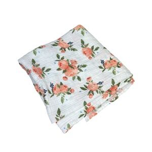 LITTLE‎ UNICORN COTTON MUSLIN SWADDLE BLANKET Watercolor Roses Peach 46"x46"